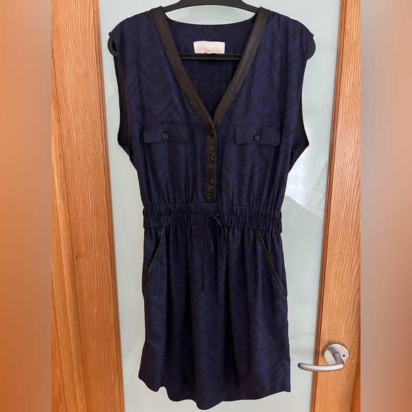 Morgan Carper Silk Leather-Trimmed Graphic Print Dress - Picture 1 of 4